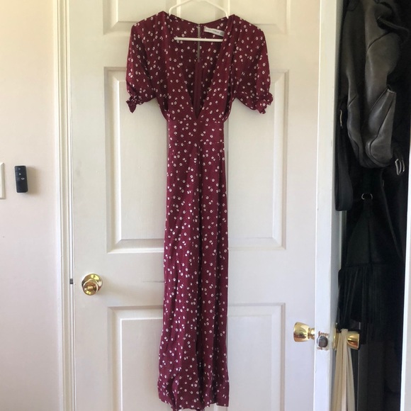 Faithfull the Brand Bonnie Maroon Floral Jumpsuit - Picture 2 of 5